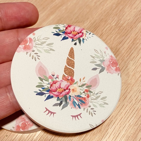 SANDSTONE UNICORN CAR COASTERS 2 pc set - Picture 3 of 11